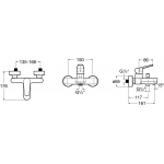 Roca Vela A5A021EC0N 浴缸龍頭：單把手、掛牆式安裝、鍍鉻色